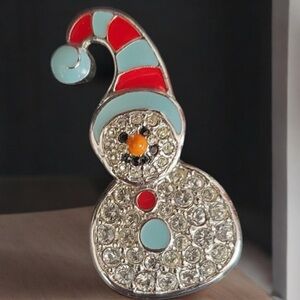 Swarovski signed snowman brooch